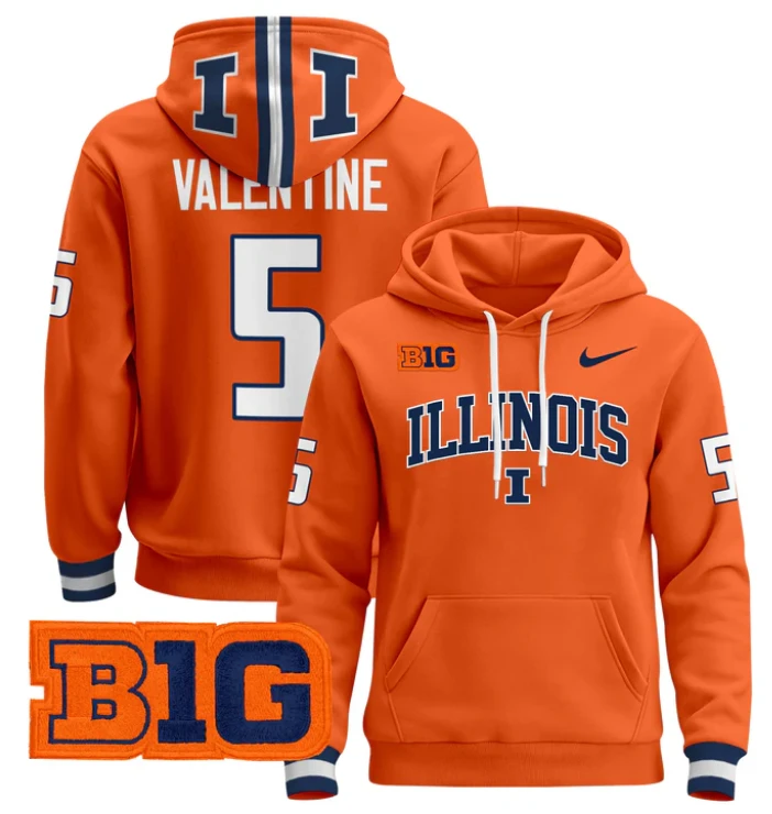 Ca'Lil Valentine Hoodie #5 Illinois Fighting Illini Pullover by Hoodie Pullover