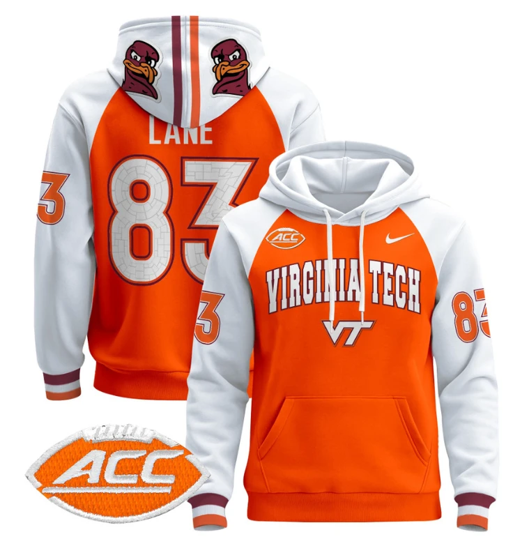 Jaylin Lane Hoodie #83 Virginia Tech Hokies Pullover by Hoodie Pullover