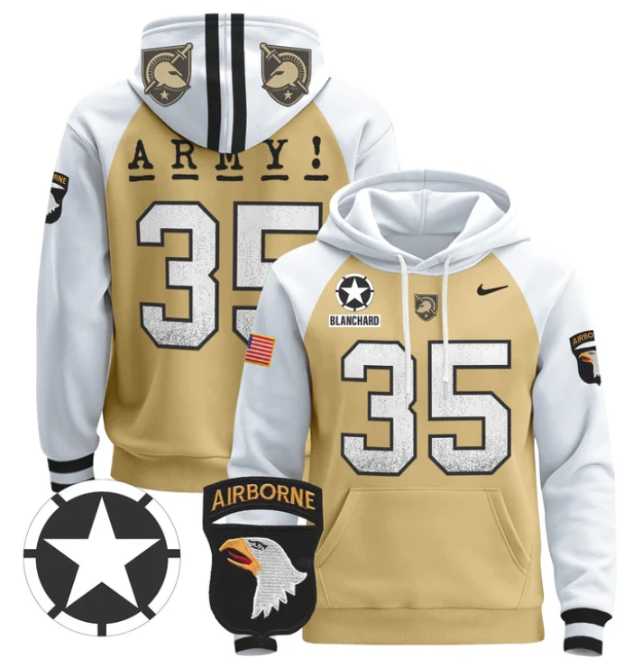 Men's Doc Blanchard Hoodie #35 Army Black Knights Pullover V2 by Hoodie Pullover