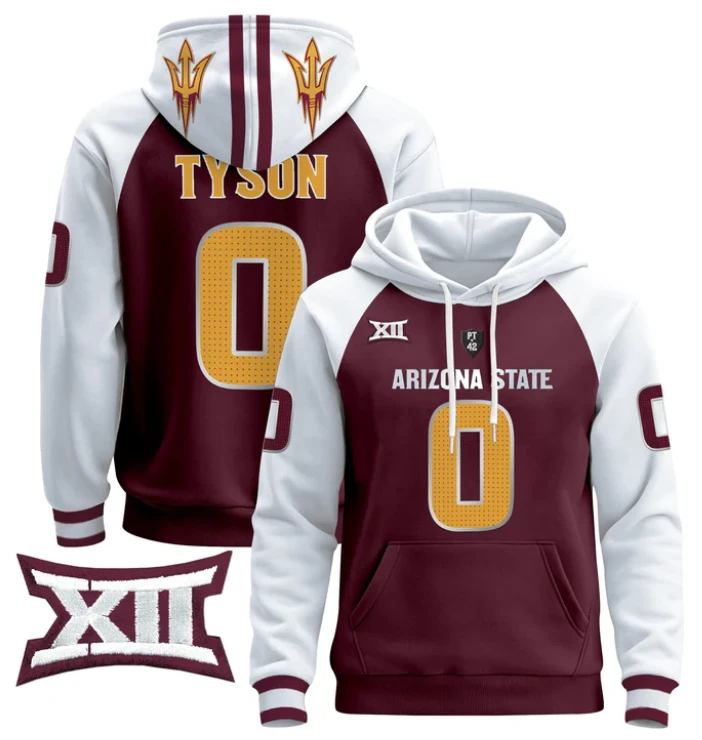 Jordyn Tyson Hoodie #0 Arizona State Pullover Stitched by Hoodie Pullover