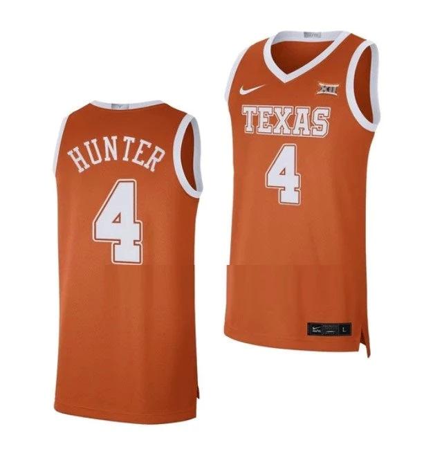 Men's #4 Tyrese Hunter Jersey Texas Longhorns College Basketball Jerseys Orange by My store basketball