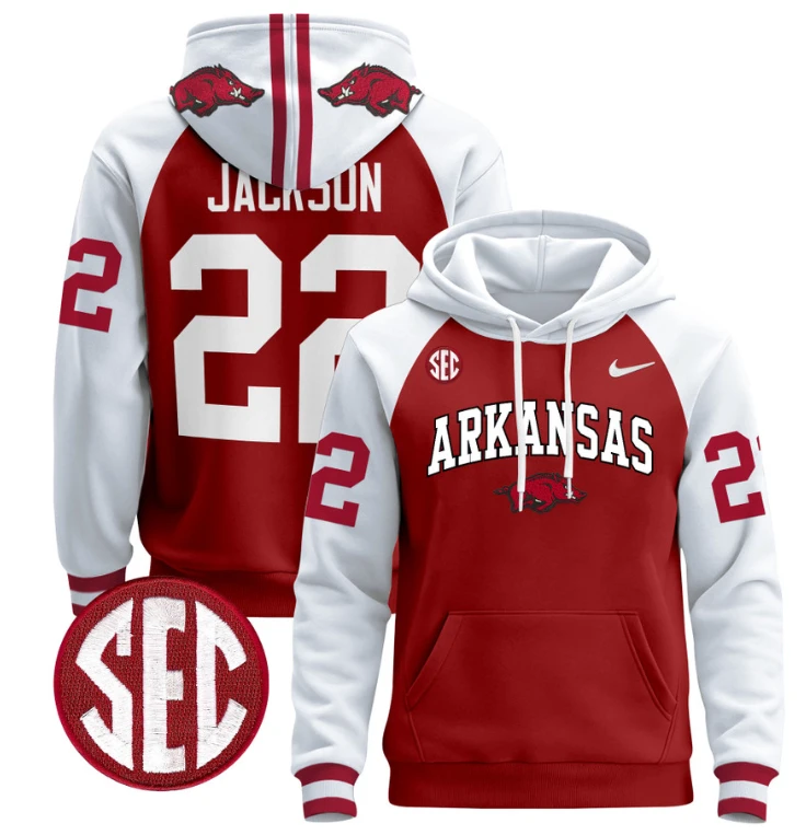Ja'Quinden Jackson Hoodie #22 Arkansas Razorbacks Pullover Black by Hoodie Pullover