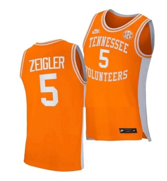 Men's #5 Zakai Zeigler Jersey Tennessee Volunteers College Basketball Jerseys Orange Retro by My store basketball
