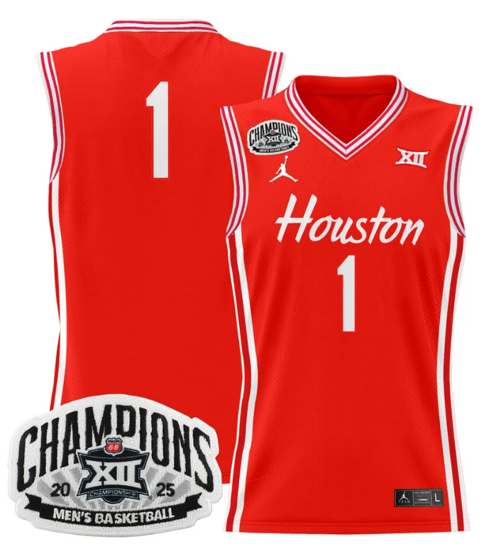 Men Team Jersey #1 Houston Cougar 2025 Big 12 Champions Stitched Red by My store basketball