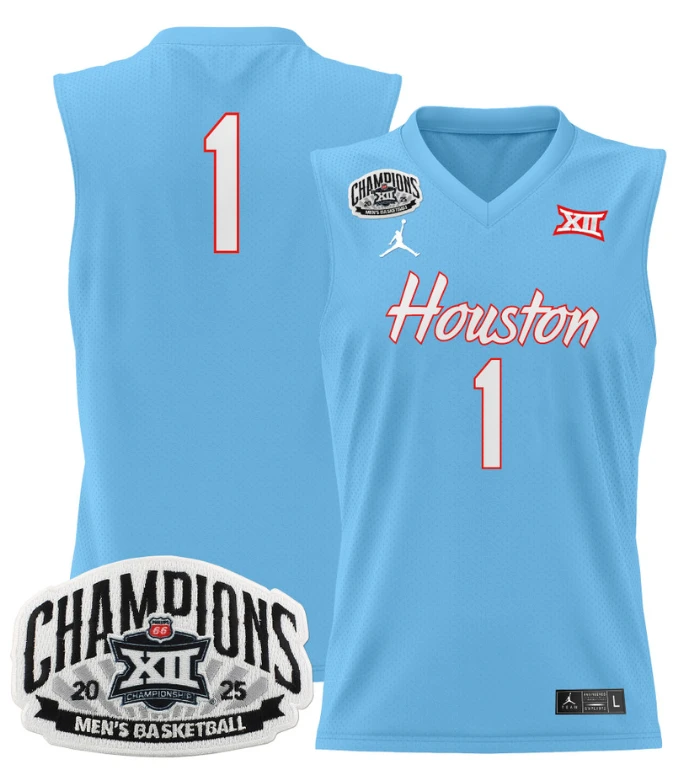 Men Team Jersey #1 Houston Cougar 2025 Big 12 Champions Stitched Blue by My store basketball