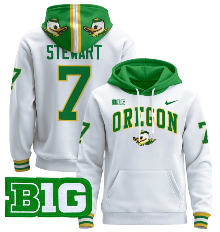 Men's Evan Stewart Hoodie #7 Oregon Ducks 2024 Pullover V2 by Hoodie Pullover