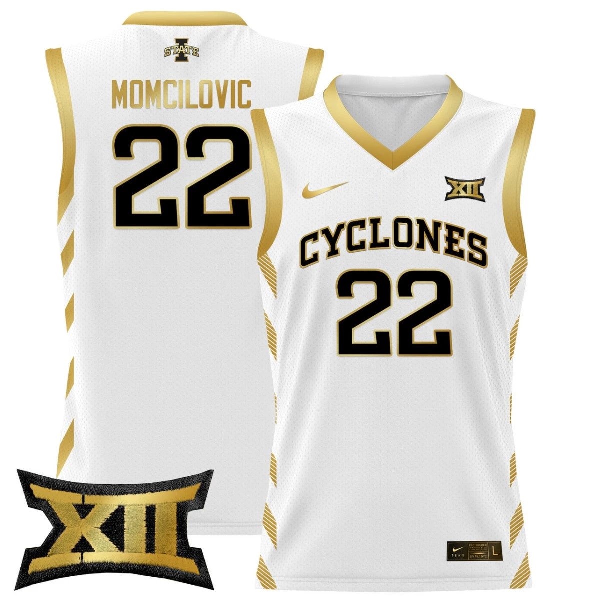 Milan Momcilovic Jersey #22 Iowa State 2024 Lightweight Basketball White Gold by My store basketball