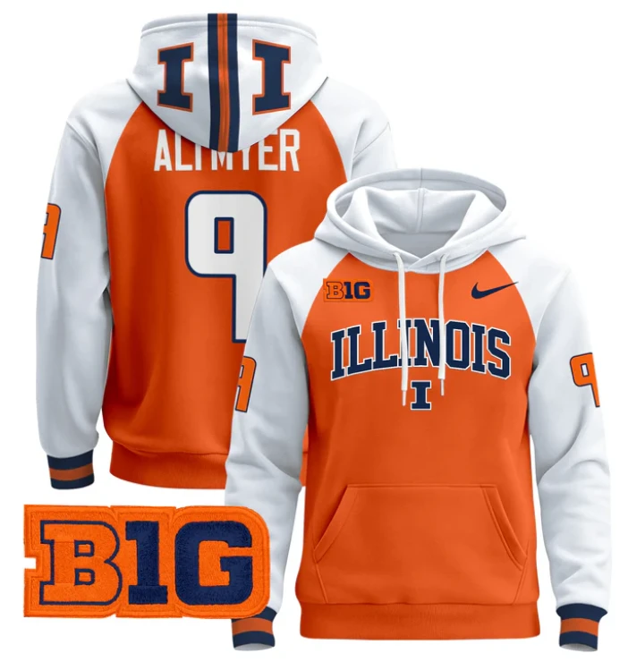 Luke Altmyer Hoodie #9 Illinois Fighting Illini 2024 Pullover by Hoodie Pullover