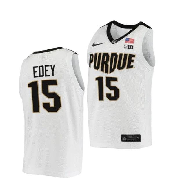 Men's #15 Zach Edey Jersey Purdue Boilermakers College Basketball Jerseys White 2022 by My store basketball