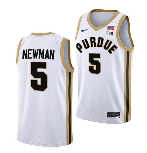 Men's #5 Brandon Newman Jersey Purdue Boilermakers College Basketball Jerseys White by My store basketball