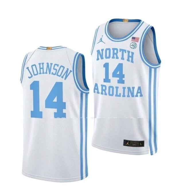 Men's #14 Puff Johnson Jersey North Carolina Tar Heels College Basketball Jerseys White Elite by My store basketball