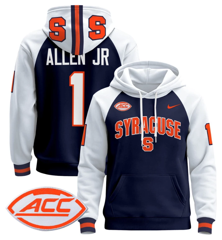 Men's LeQuint Allen Hoodie #1 Syracuse Orange 2024 Pullover V2 by Hoodie Pullover