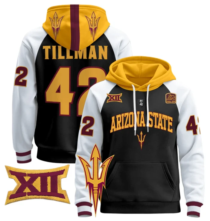 Pat Tillman Hoodie #42 Arizona State Pullover Stitched by Hoodie Pullover