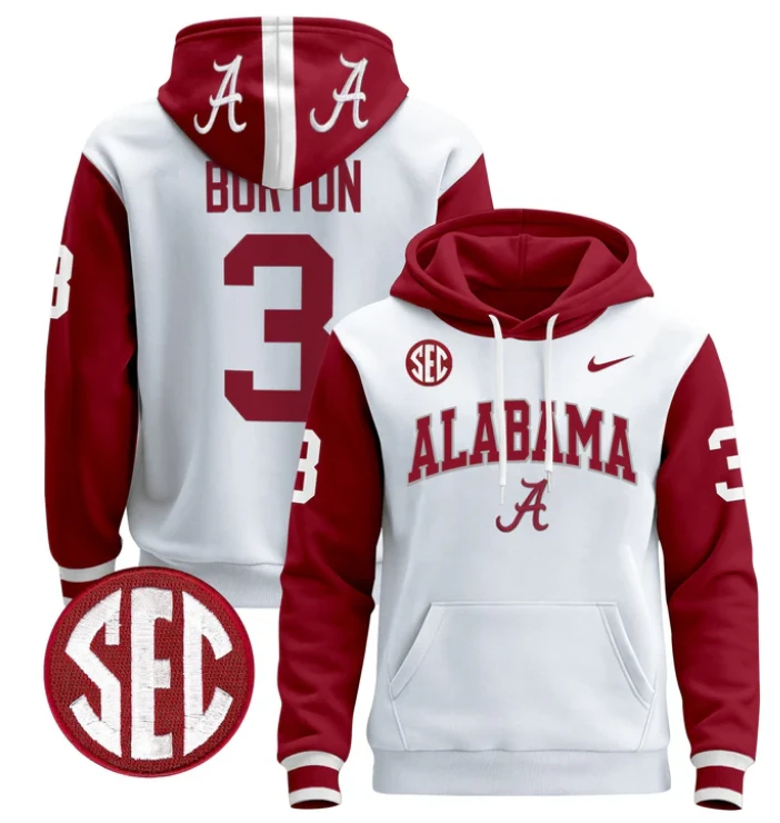 Men's Jermaine Burton Hoodie #3 Alabama Crimson Tide 2024 Pullover by Hoodie Pullover