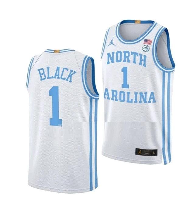 Men's #1 Leaky Black Jersey North Carolina Tar Heels College Basketball Jerseys White Elite by My store basketball