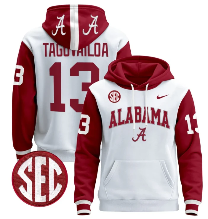 Men's Tua Tagovailoa Hoodie #13 Alabama Crimson Tide 2024 Pullover by Hoodie Pullover