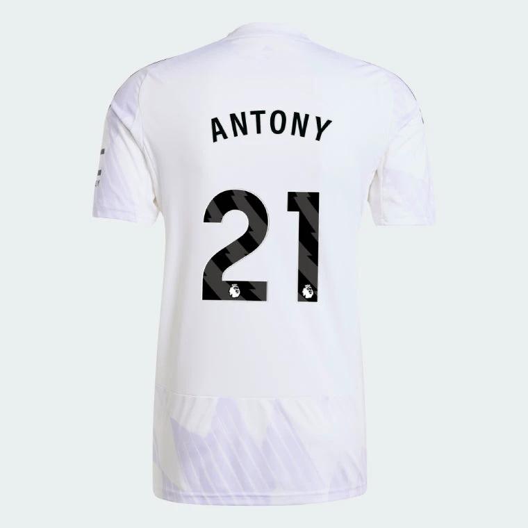 Manchester United 2025-26 Away ANTONY 21 Match Jersey – White by Soccer Jersey
