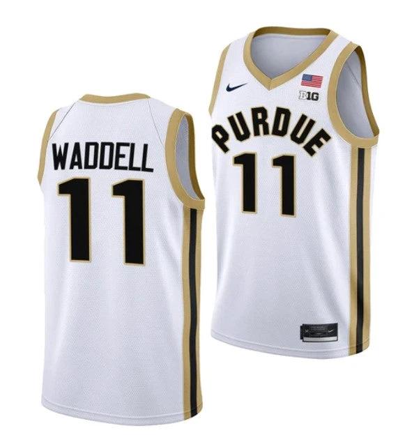 Men's #11 Brian Waddell Jersey Purdue Boilermakers College Basketball Jerseys White by My store basketball