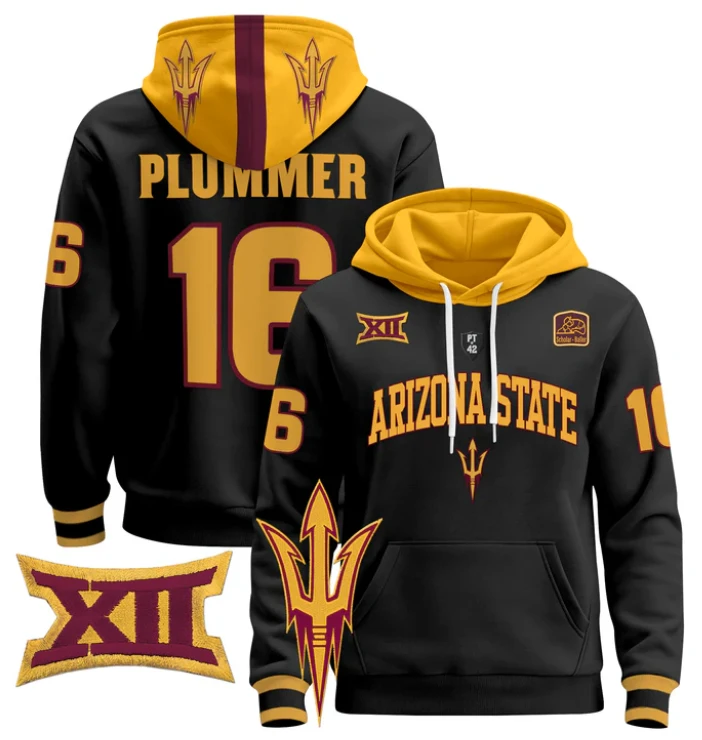 Jake Plummer Hoodie #16 Arizona State Sun Devils Pullover by Hoodie Pullover