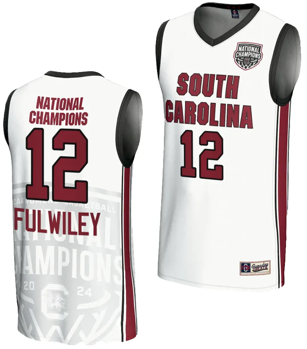 MiLaysia Fulwiley Jersey #12 South Carolina Gamecocks 2024 NCAA Basketball National Champions White by My store basketball