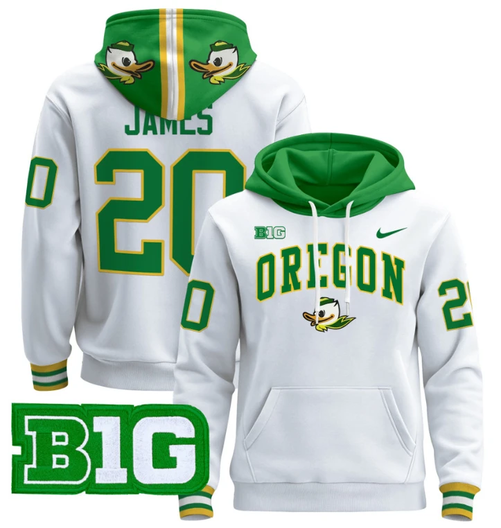 Men's Jordan James Hoodie #20 Oregon Ducks 2024 Pullover V2 by Hoodie Pullover