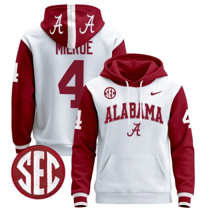 Men's Jalen Milroe Hoodie #4 Alabama Crimson Tide 2024 Pullover by Hoodie Pullover
