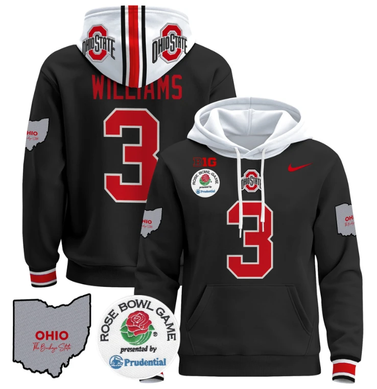 Miyan Williams Hoodie #3 Ohio State Buckeyes Rose Bowl Pullover by Hoodie Pullover