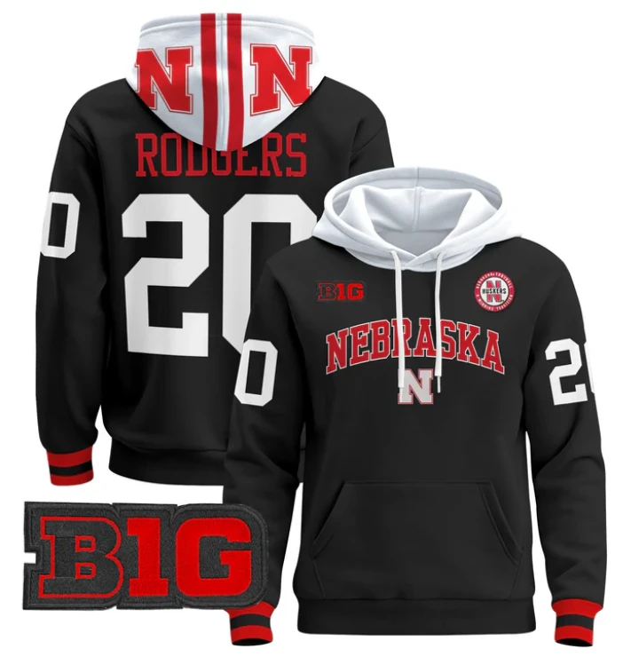 Men's Johnny Rodgers Hoodie #20 Nebraska Cornhuskers 2024 Pullover by Hoodie Pullover