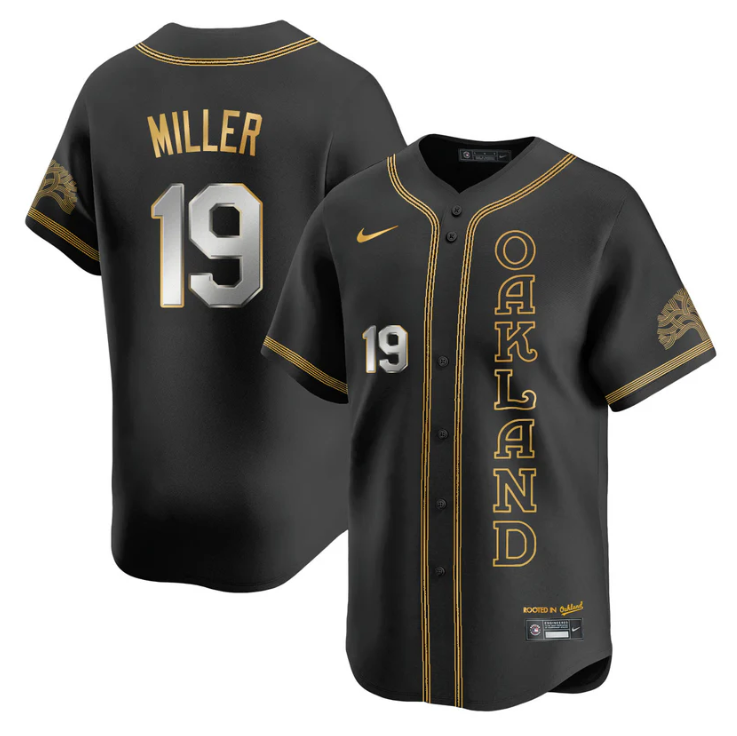 Mason Miller Jersey #19 Oakland Athletics City Connect Concept Stitched Black Gold by My Store