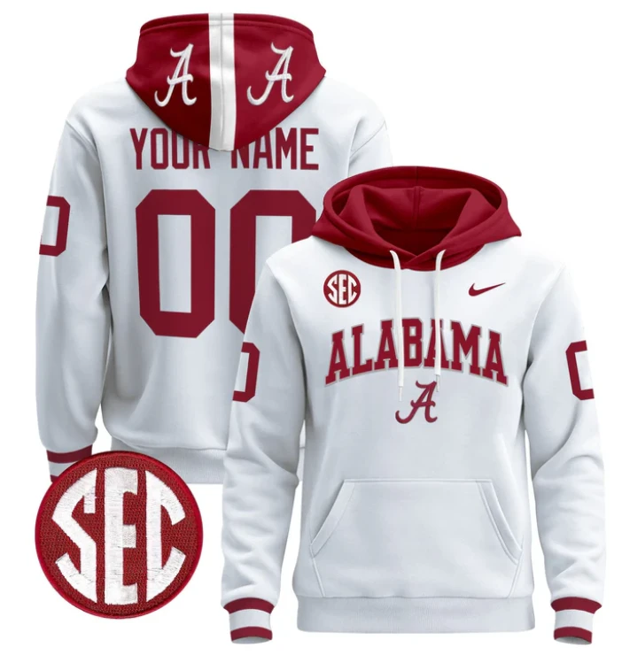 Men's Custom Alabama Crimson Tide Hoodie Name, Number 2024 Pullover by Hoodie Pullover