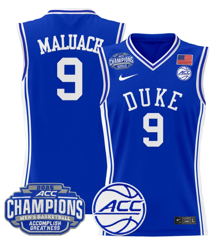 Men Khaman Maluach Jersey #9 Duke Blue Devils 2025 ACC Champions Stitched Royal by My store basketball