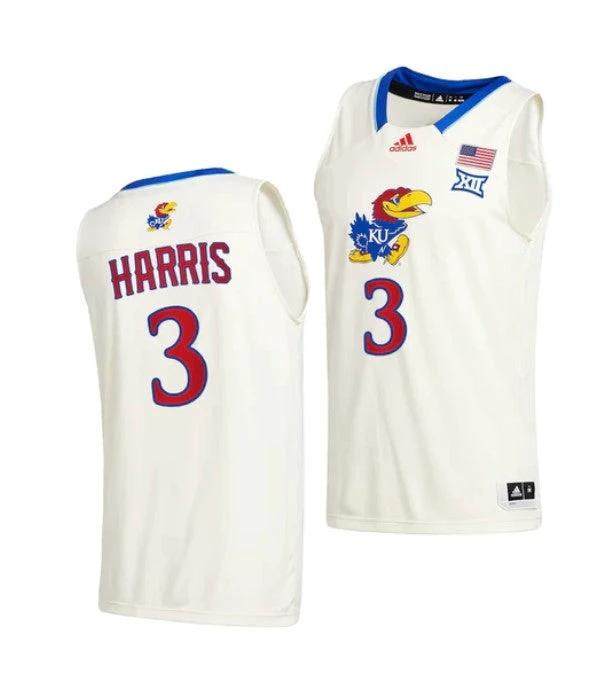 Men's #3 Dajuan Harris Jr Jersey Kansas Jayhawks College Basketball Jerseys Cream 2021 by My store basketball