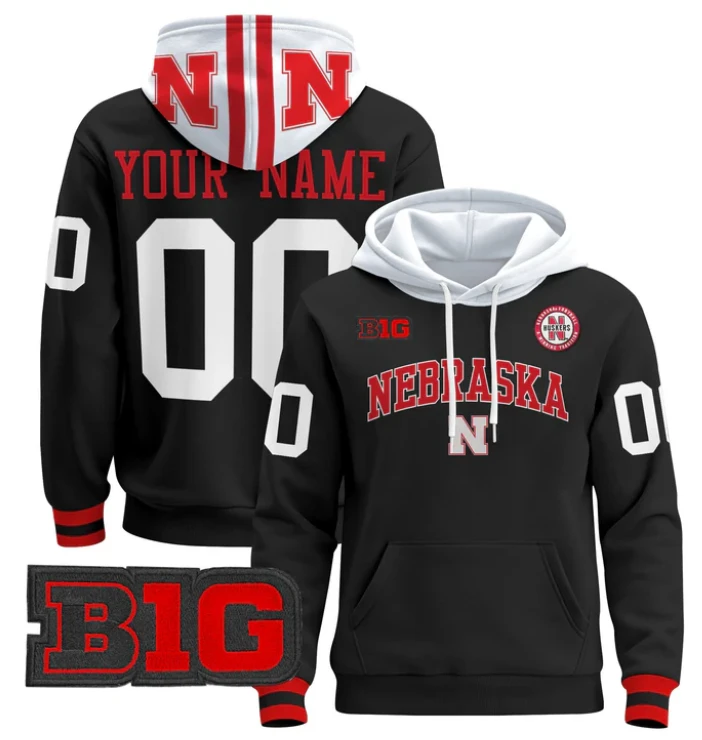 Men's Custom Nebraska Cornhuskers Hoodie Name, Number 2024 Pullover by Hoodie Pullover