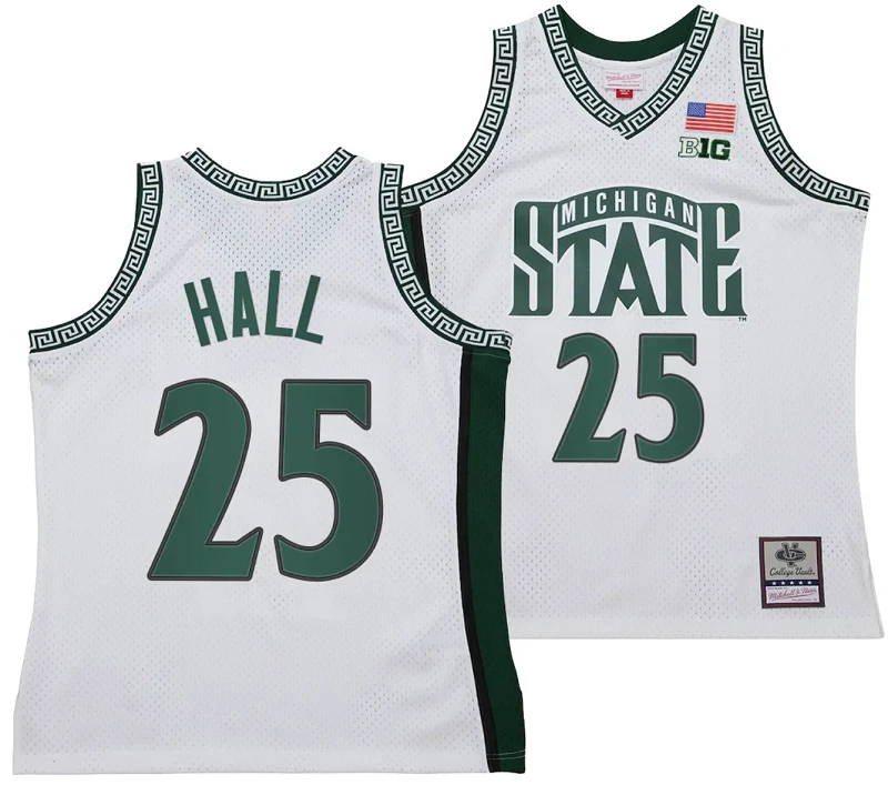 Malik Hall Jersey #25 Michigan State Spartans 125th Basketball Anniversary 1999 Throwback White by My store basketball