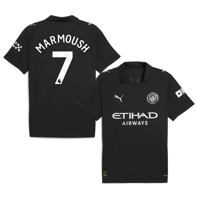 MARMOUSH #7 Manchester City 2025-26 Away Jersey – Black by Soccer Jersey