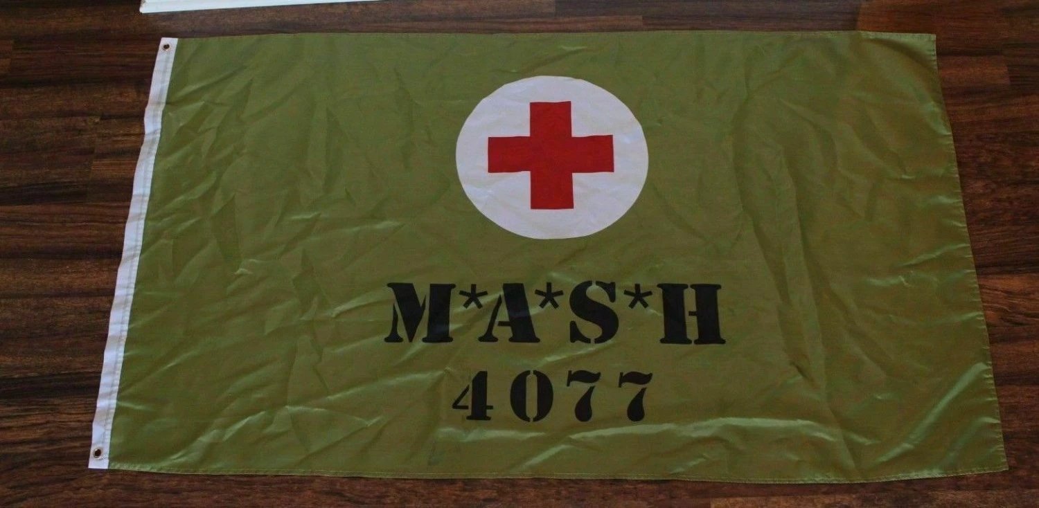 MASH 4077th Banner Flag Army Green 4077 Medical Army Hospital TV Show Television 3x5ft by flagsjustdoit