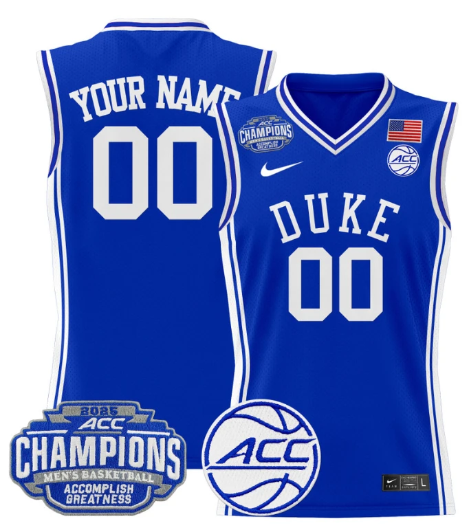 Men Custom Duke Blue Devils Jersey 2025 ACC Champions Stitched Royal by My store basketball
