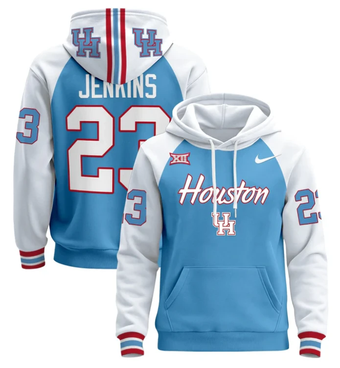 Parker Jenkins Hoodie #23 Houston Cougars 2024 Pullover Stitched by Hoodie Pullover