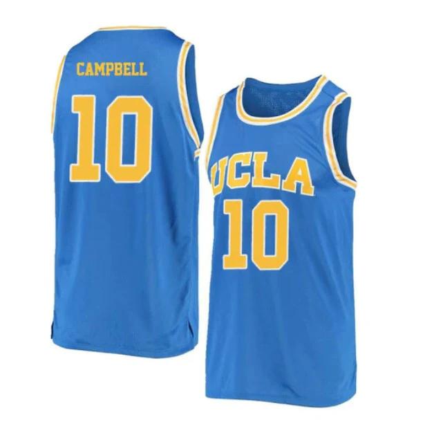 Men's #10 Tyger Campbell Jersey UCLA Bruins College Basketball Jerseys Blue Retro by My store basketball