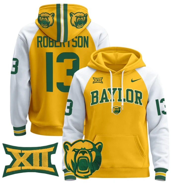 Sawyer Robertson Hoodie #13 Baylor Bears 2024 Pullover V2 by Hoodie Pullover