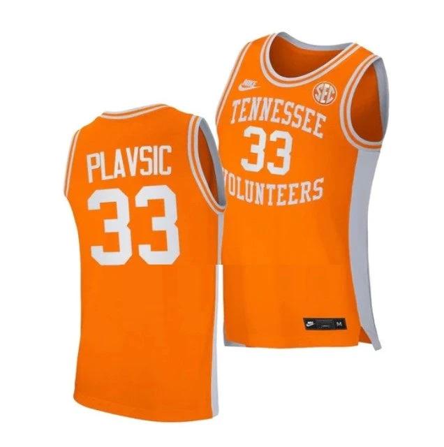 Men's #33 Uros Plavsic Jersey Tennessee Volunteers College Basketball Jerseys Orange Retro by My store basketball
