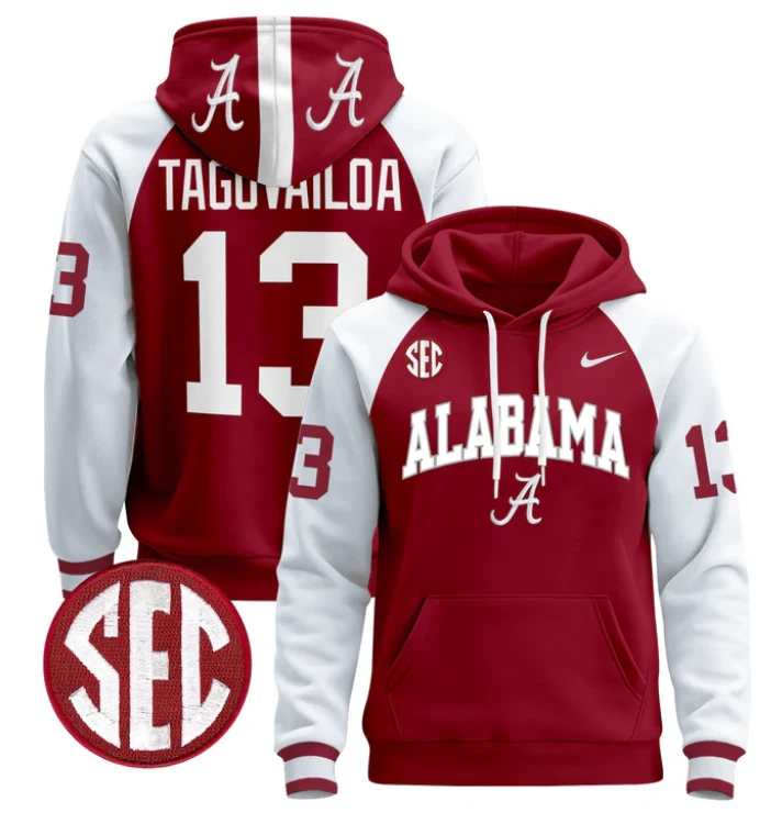 Men's Tua Tagovailoa Hoodie #13 Alabama Crimson Tide 2024 Pullover by Hoodie Pullover