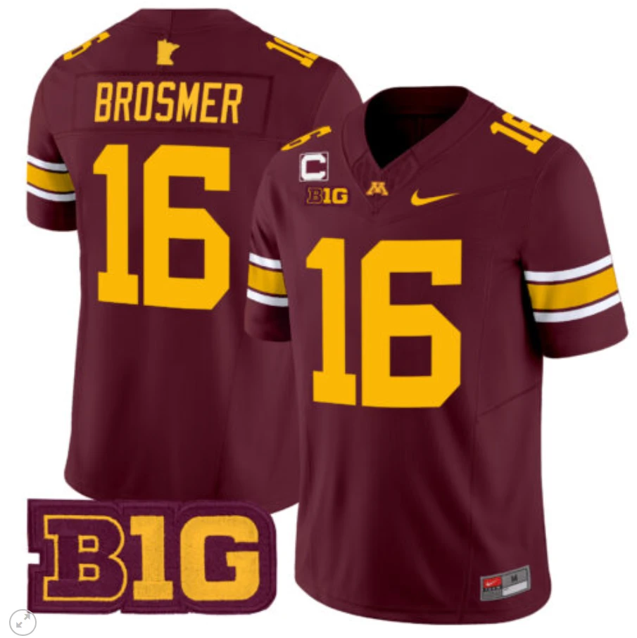 Max Brosmer Jersey #16 Minnesota Golden Gophers Vapor Limited Football Maroon by My Store