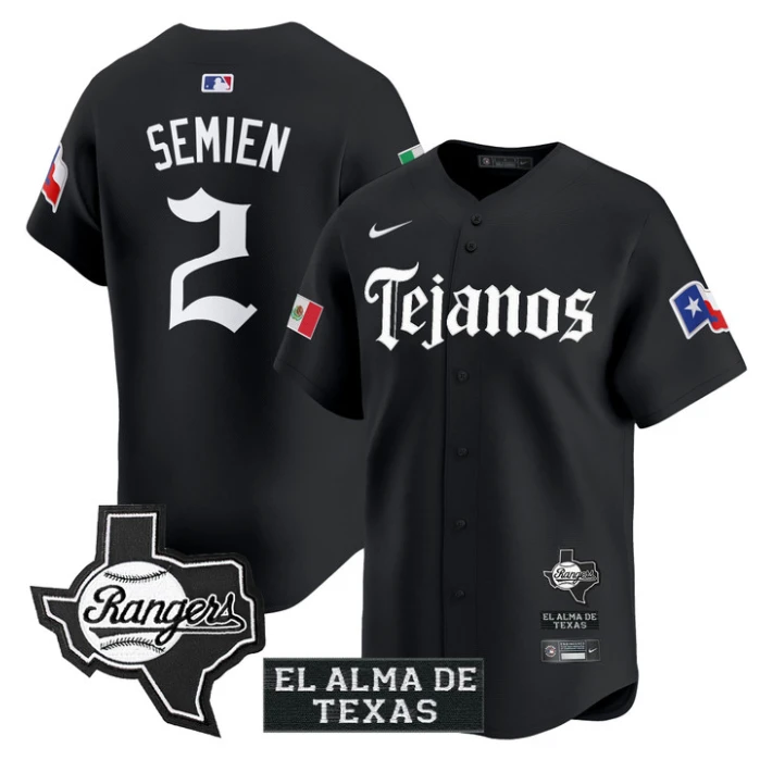 Marcus Semien Jersey #2 Texas Rangers Mexico Tejano Barrio Style Vapor Limited Stitched Black by My Store