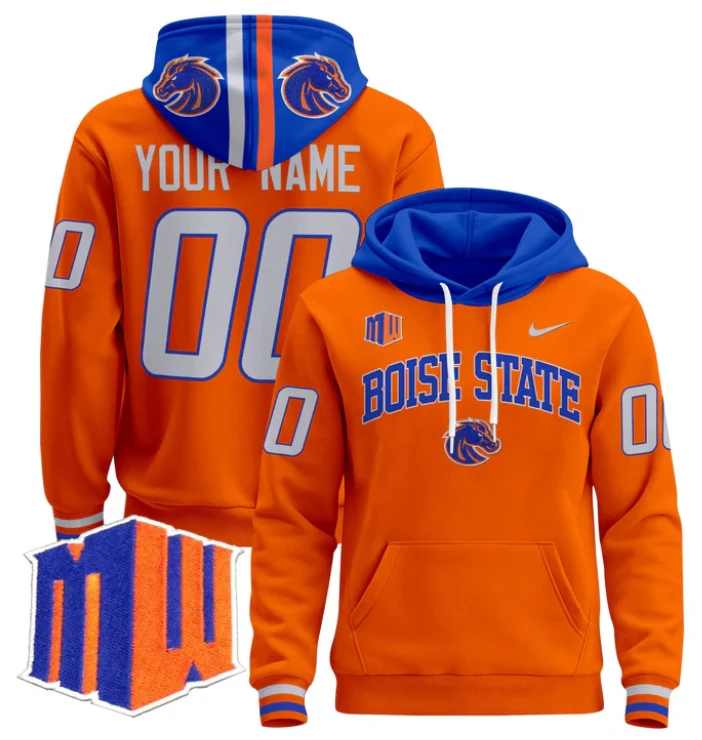 Custom Boise State Broncos Hoodie Name, Number Pullover by Hoodie Pullover