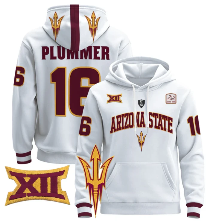 Jake Plummer Hoodie #16 Arizona State Sun Devils Pullover by Hoodie Pullover