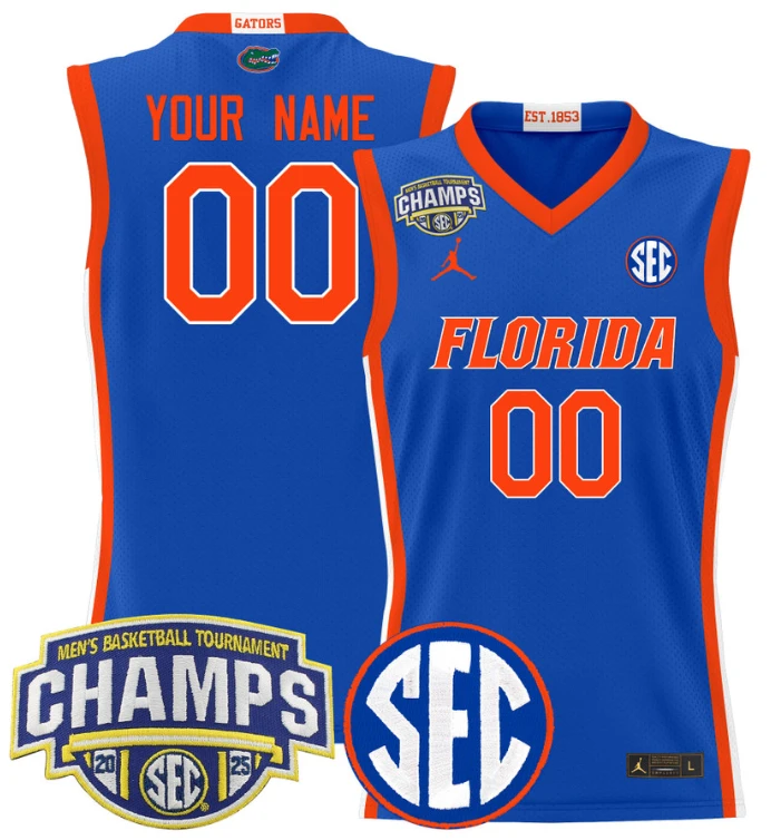 Men Custom Florida Gators Jersey 2025 SEC Champions Stitched Royal by My store basketball