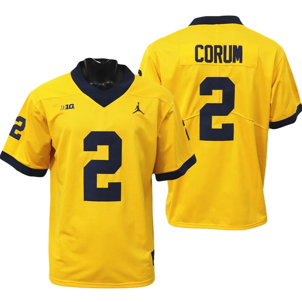 Michigan Wolverines #2 Blake Corum Jersey Alumni Player NCAA Football Game Jersey Yellow by My Store