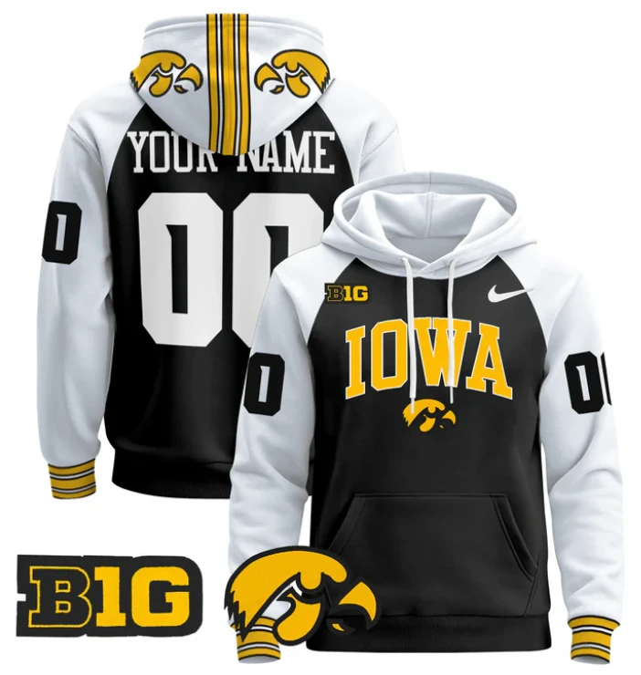 Custom Iowa Hawkeyes Hoodie 2024 Pullover V2 Stitched by Hoodie Pullover
