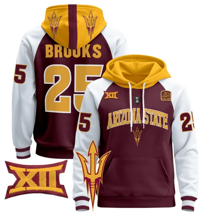 DeCarlos Brooks Hoodie #25 Arizona State Pullover by Hoodie Pullover